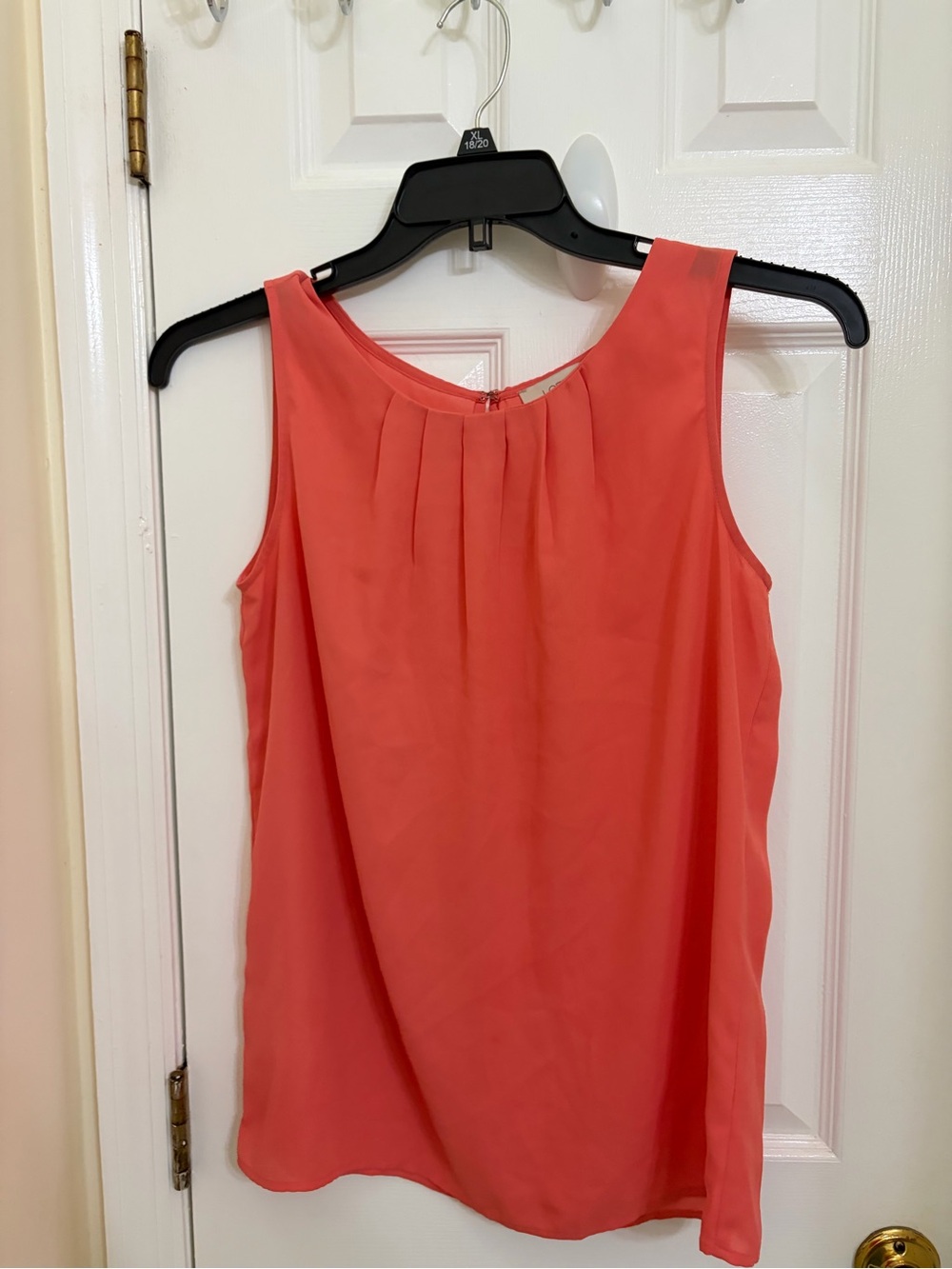 Sleeveless Coral Pleated Front Women’s Top